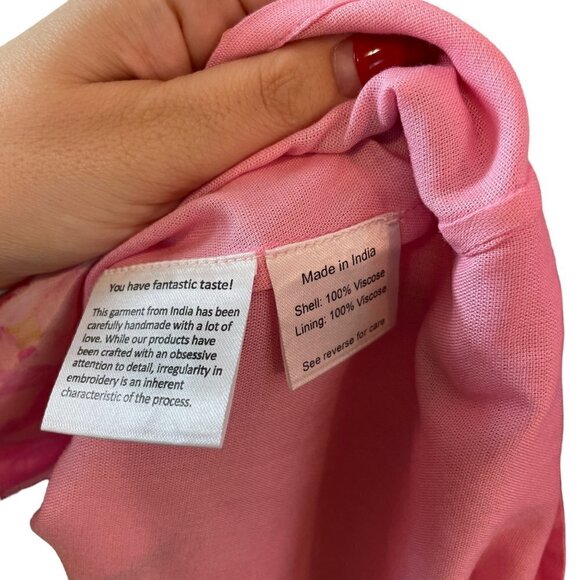 NWT Rococo Sand Leona Floral Print Surplice Neck Ruffle Mini Dress Pink Size XS - Picture 8 of 12